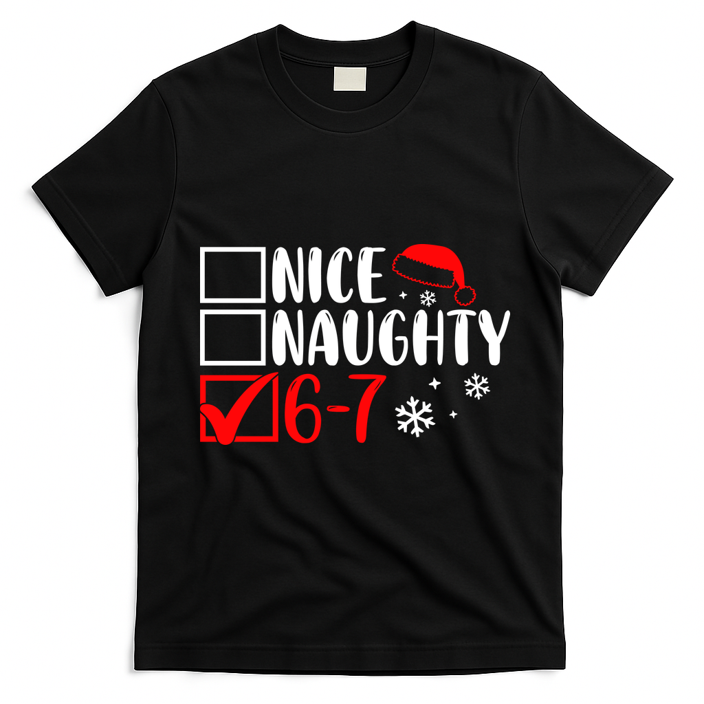 Nice Naughty 67 Funny Christmas T-Shirt - Black