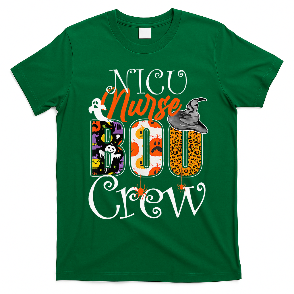 Nicu Nurse Boo Crew Funny Halloween Nicu Nurse Party Costume T-Shirt - Irish Green
