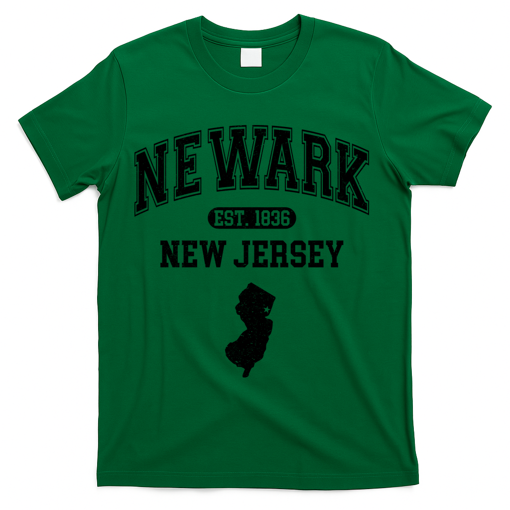Newark New Jersey Est 1836 Varsity T-Shirt - Green
