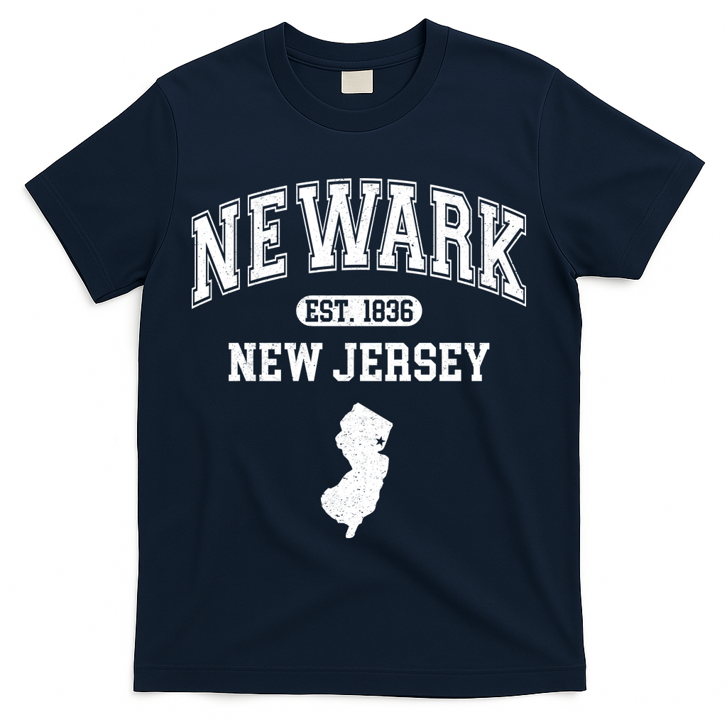 Newark New Jersey Est 1836 Varsity T-Shirt - Navy