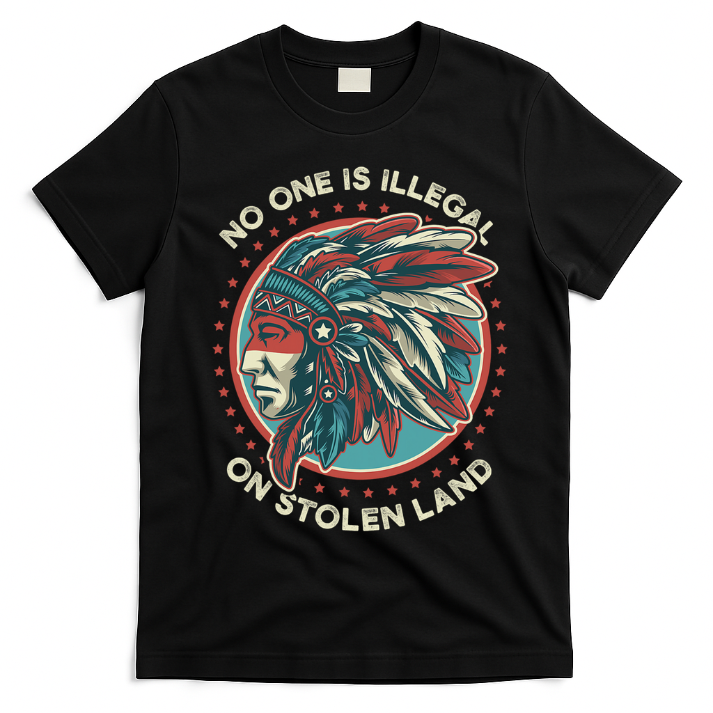 No One Is Illegal On Stolen Land Anti Trump Protest T-Shirt - Black