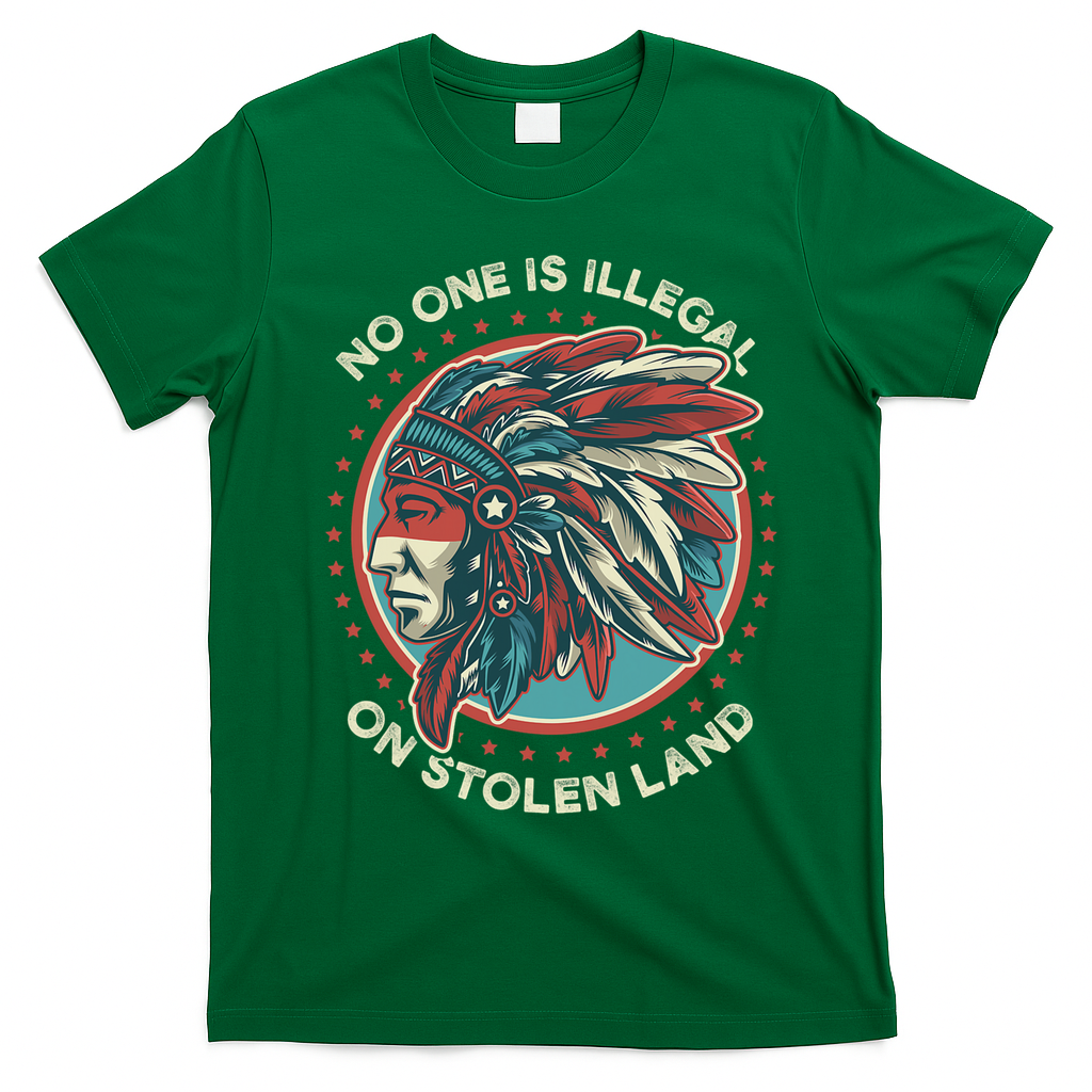 No One Is Illegal On Stolen Land Anti Trump Protest T-Shirt - Irish Green