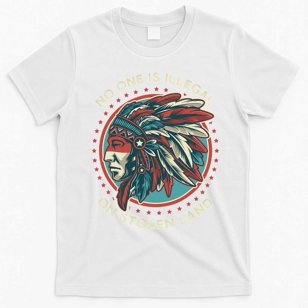 No One Is Illegal On Stolen Land Anti Trump Protest T-Shirt - White