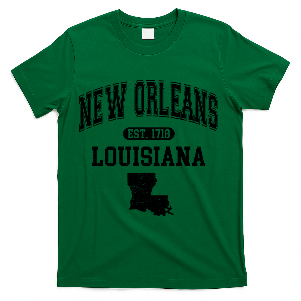 New Orleans Louisiana Est 1718 Varsity T-Shirt - Green