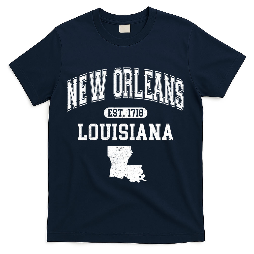 New Orleans Louisiana Est 1718 Varsity T-Shirt - Navy
