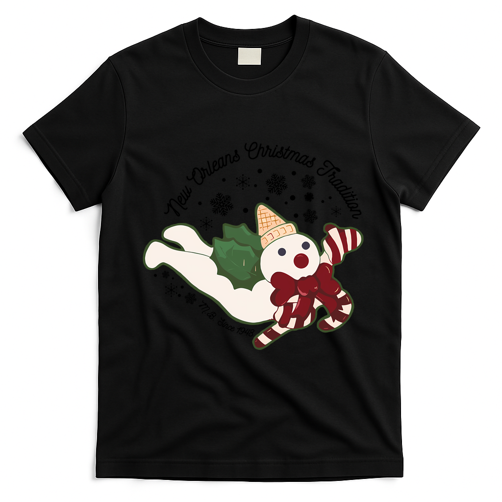 New Orleans Mr Bingle Christmas Tradition Snowmen Christmas Long Sleeve T-Shirt - Black