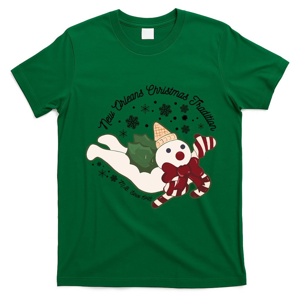 New Orleans Mr Bingle Christmas Tradition Snowmen Christmas Long Sleeve T-Shirt - Irish Green
