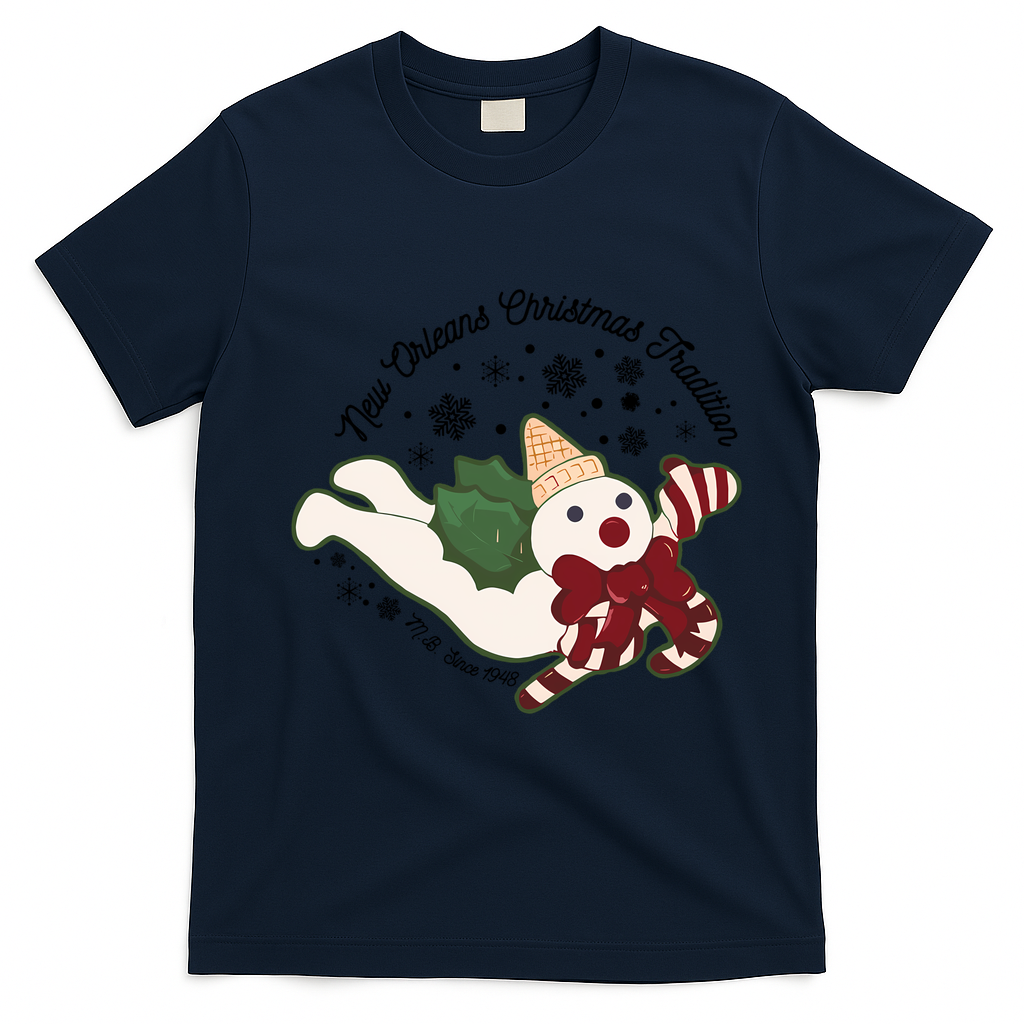 New Orleans Mr Bingle Christmas Tradition Snowmen Christmas Long Sleeve T-Shirt - Navy Blue
