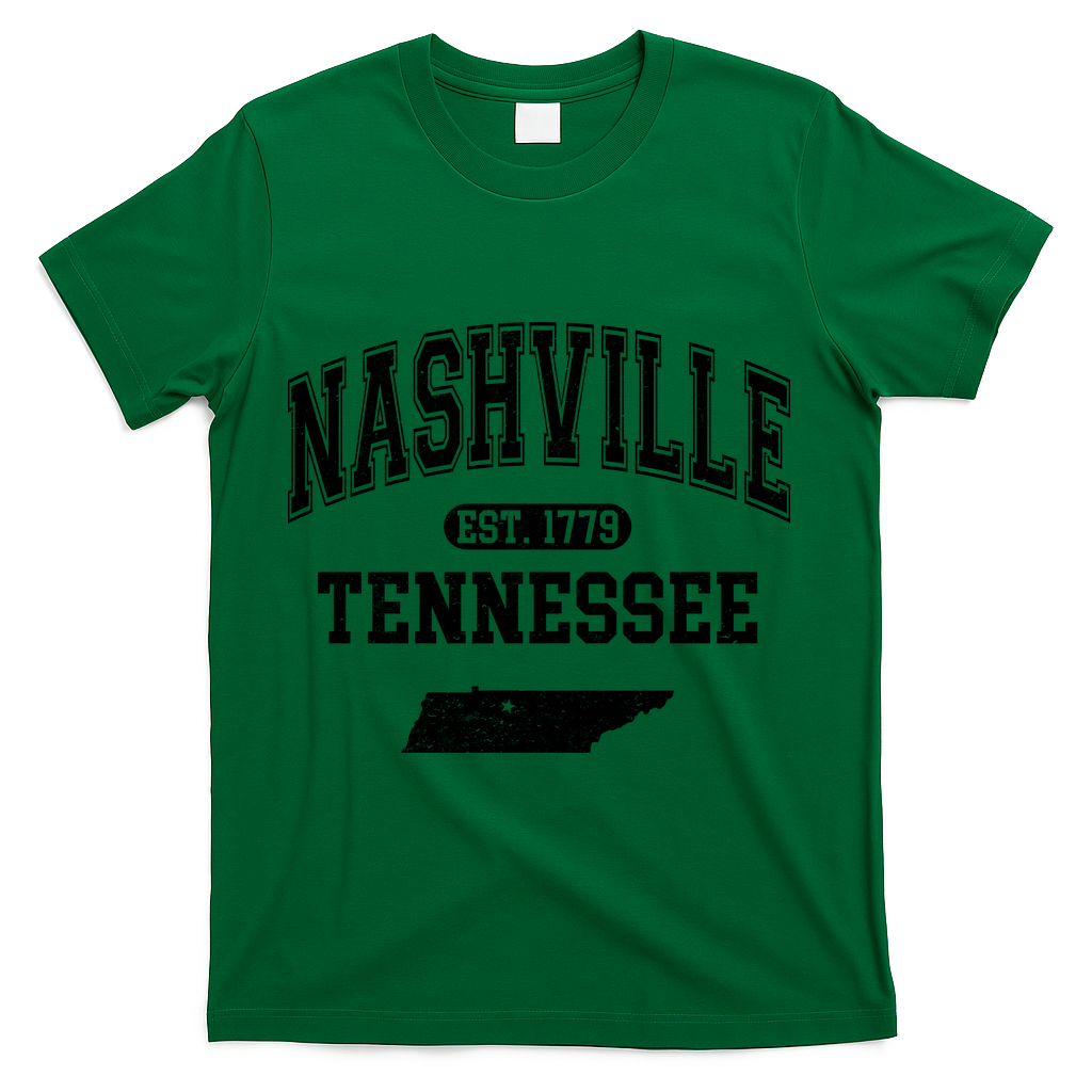 Nashville Tennessee Est 1779 Varsity T-Shirt - Green