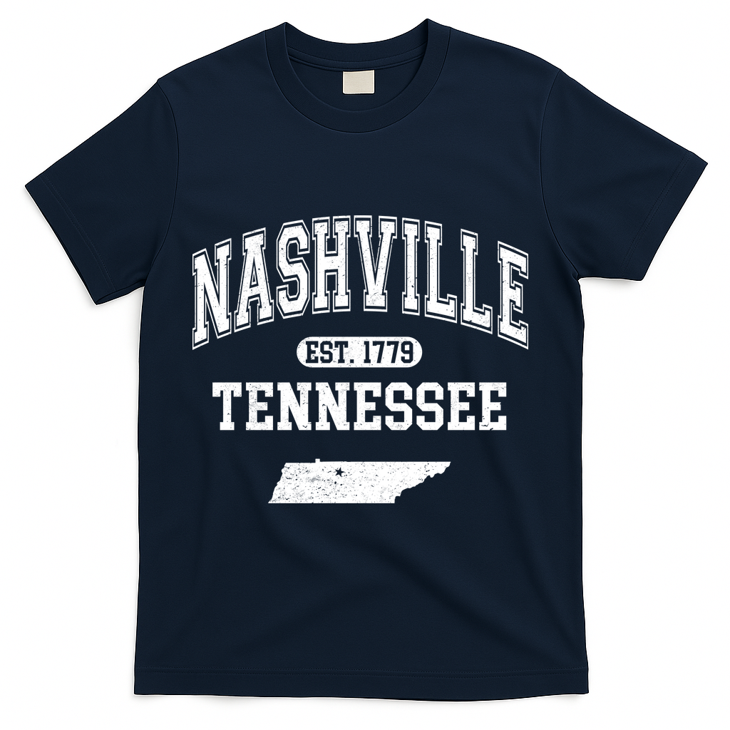 Nashville Tennessee Est 1779 Varsity T-Shirt - Navy