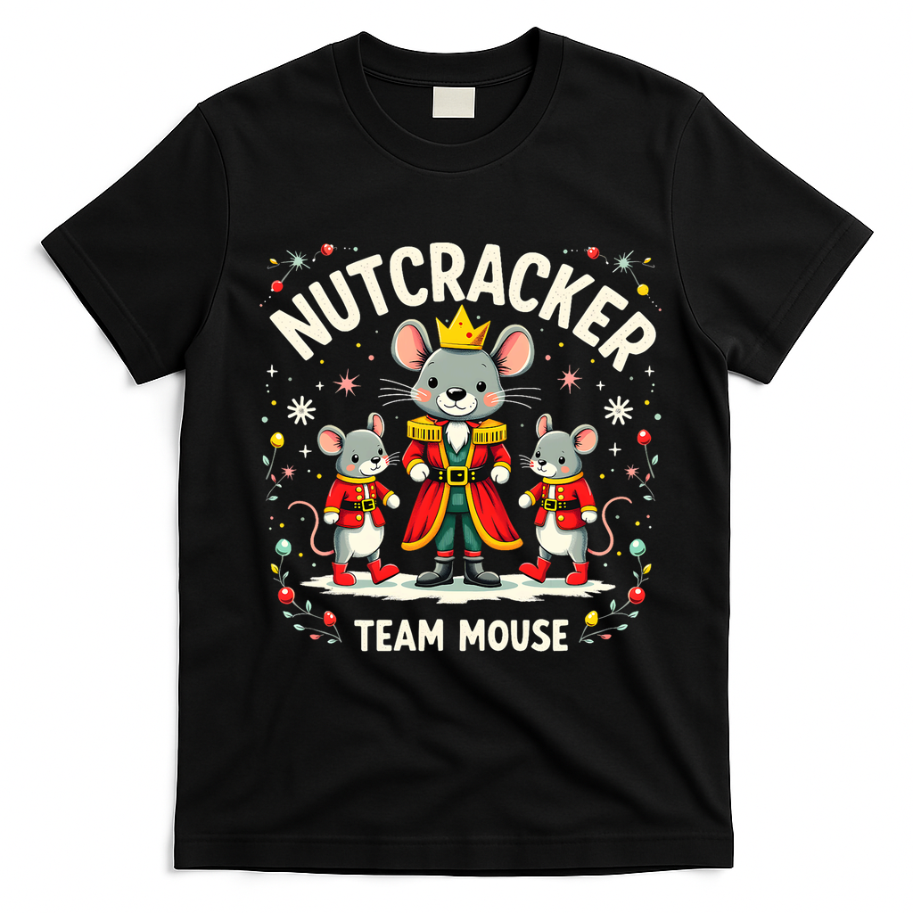 Nutcracker Team Mouse Christmas Ballet Gift Merry Christmas T-Shirt - Black