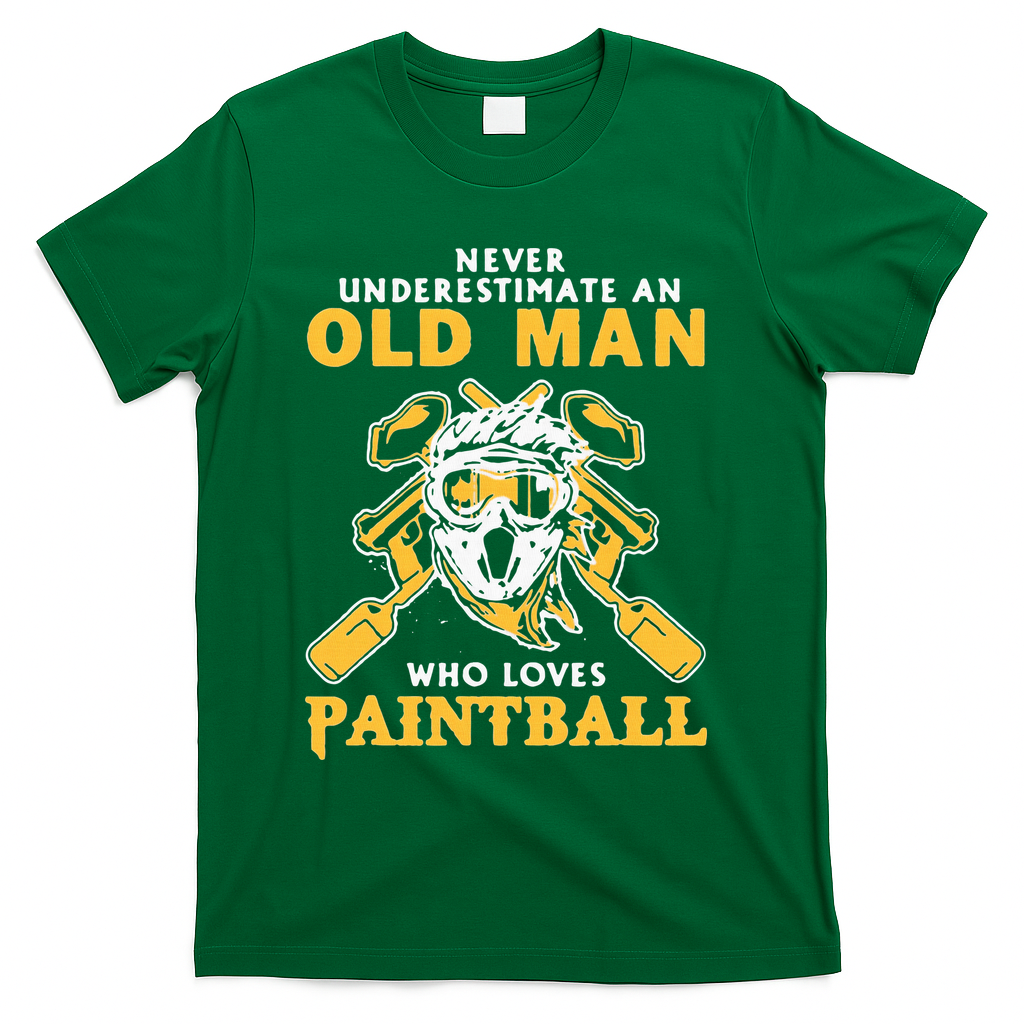 Never Underestimate An Old Man Who Loves Paintball T-Shirt - Green
