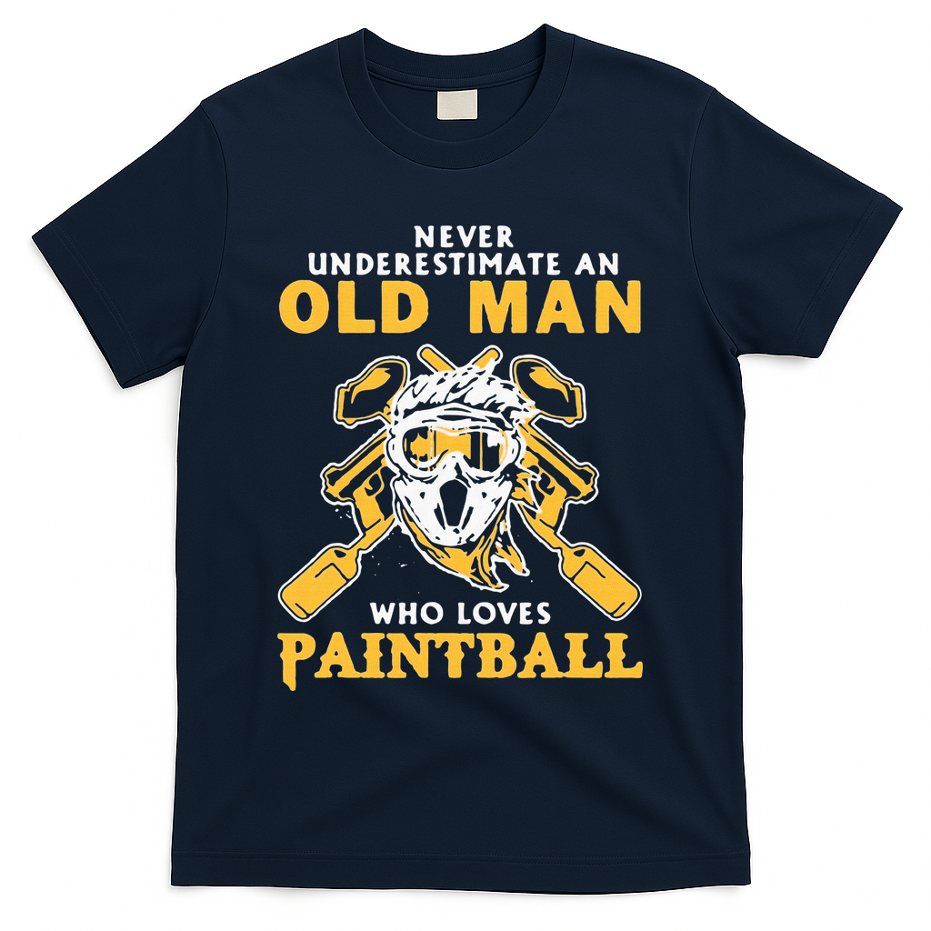 Never Underestimate An Old Man Who Loves Paintball T-Shirt - Navy