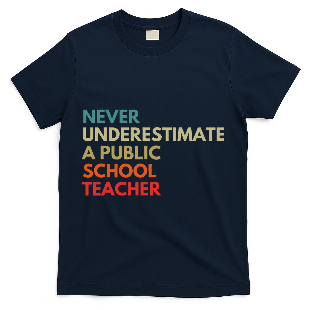 Never Underestimate A Public School Teacher Walz Waltz T-Shirt - Navy