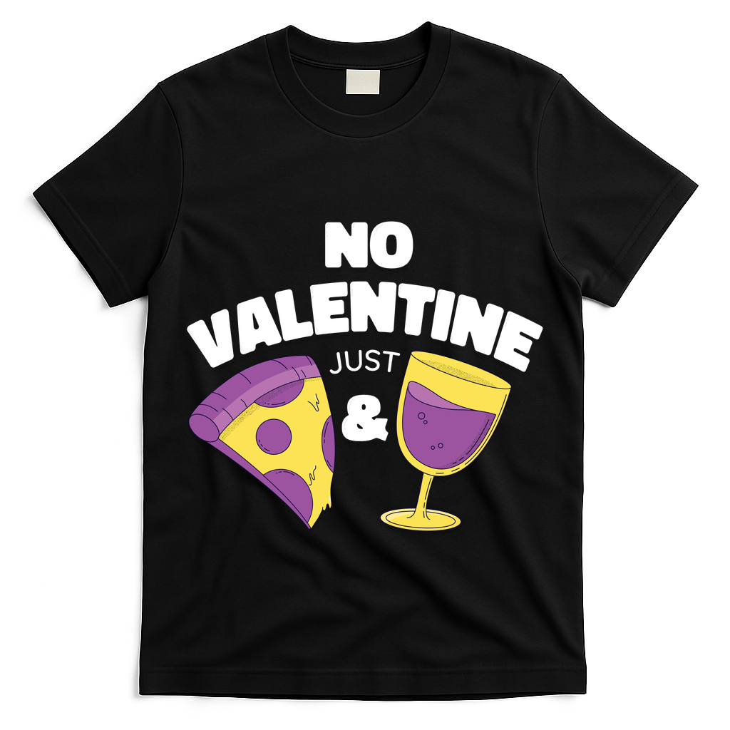 No Valentine Just Pizza And Wine T-Shirt