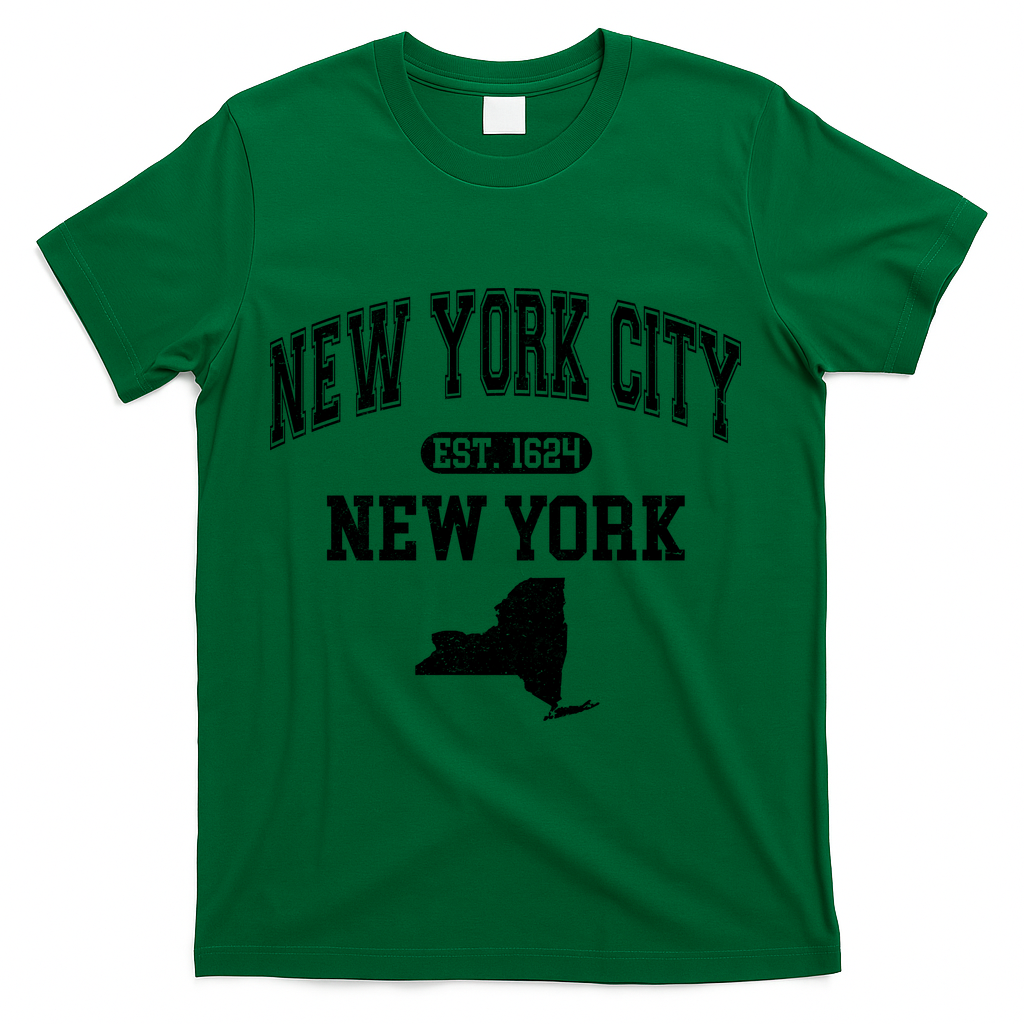 New York City New York Est 1624 Varsity T-Shirt - Green