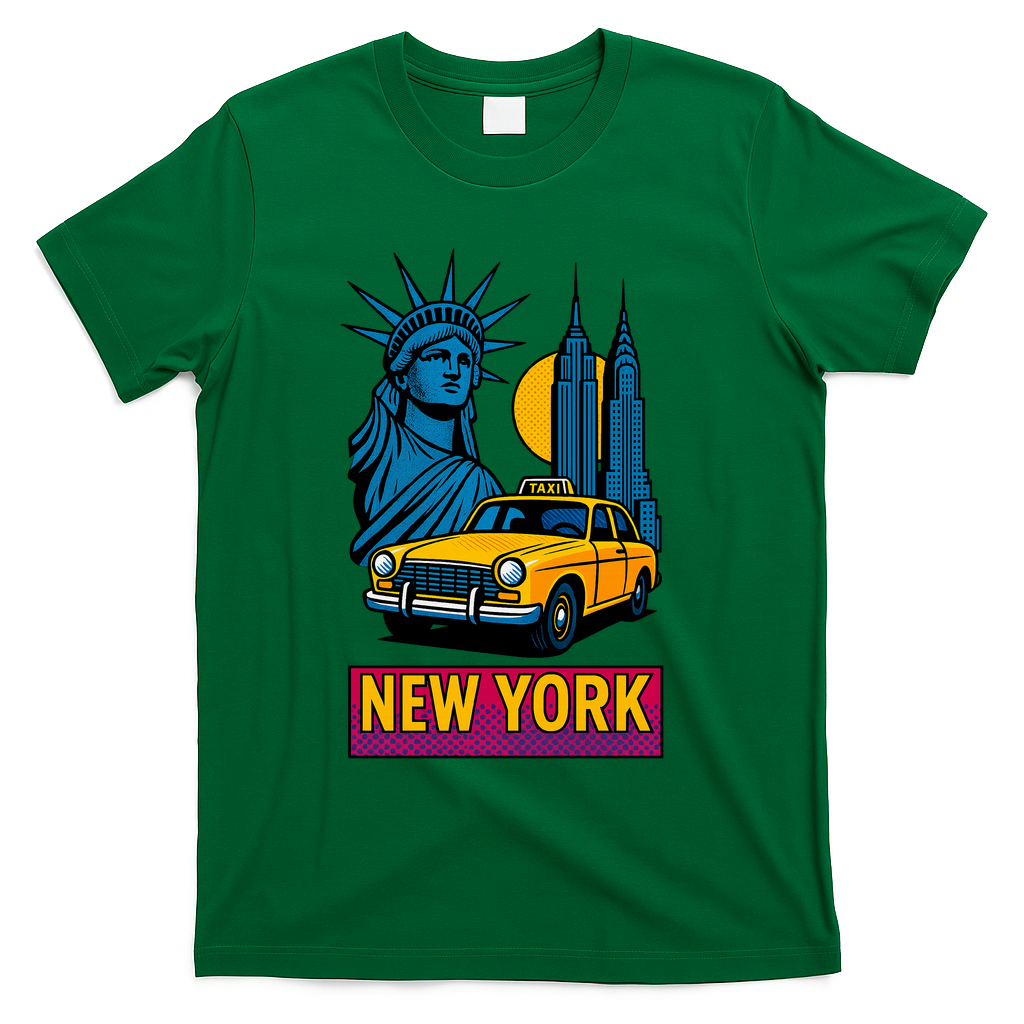 New York Retro Style T-Shirt - Green