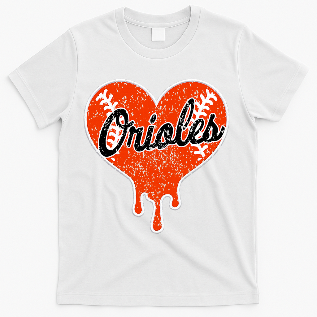 Oriole Cute Dripping Heart T-Shirt - White