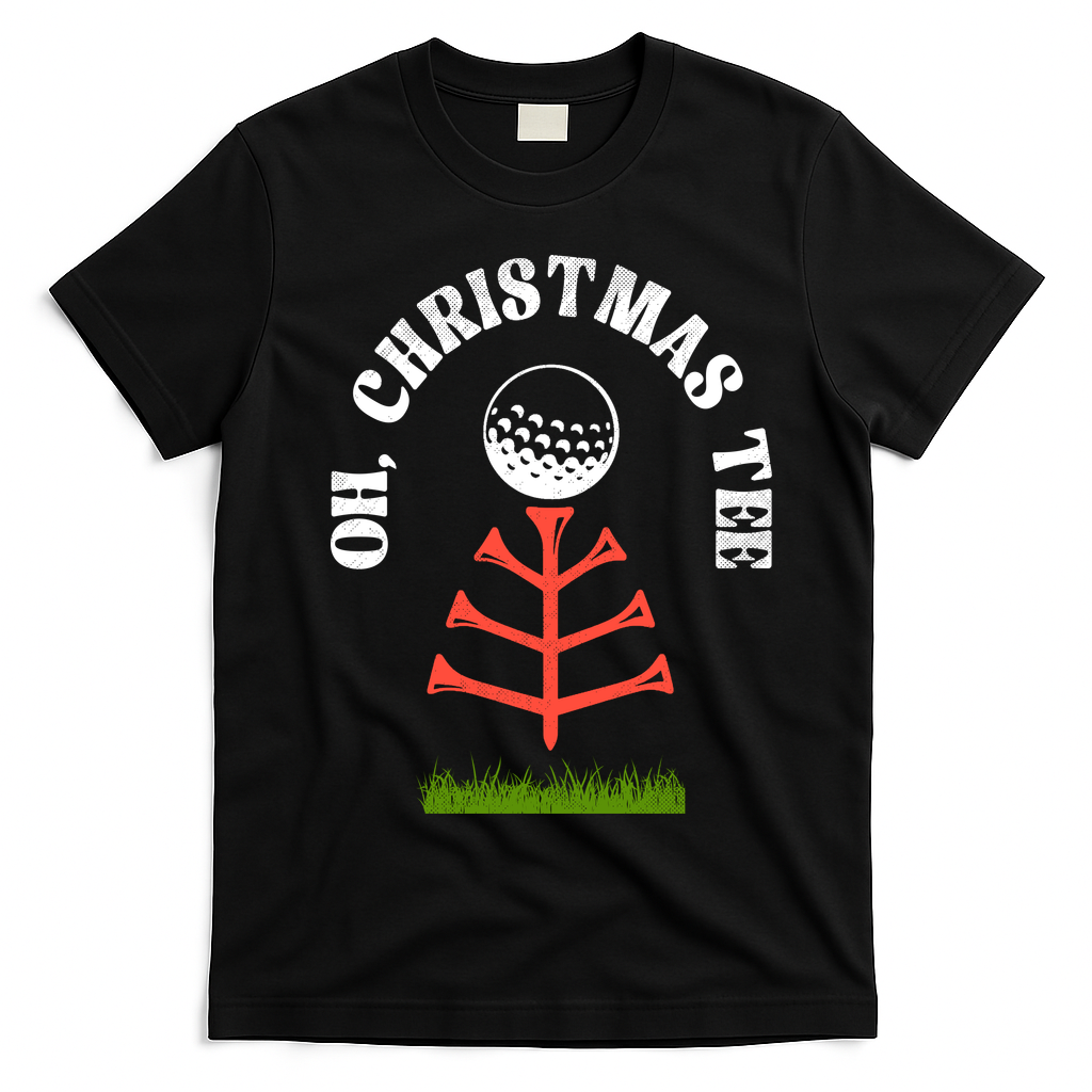 Oh Christmas Tee Golf Tree Funny  T-Shirt - Black