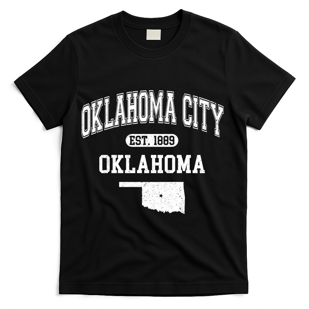 Oklahoma City Oklahoma Est 1889 Varsity T-Shirt - Black