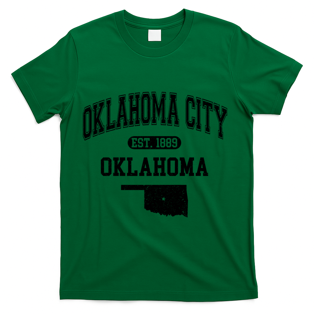 Oklahoma City Oklahoma Est 1889 Varsity T-Shirt - Green