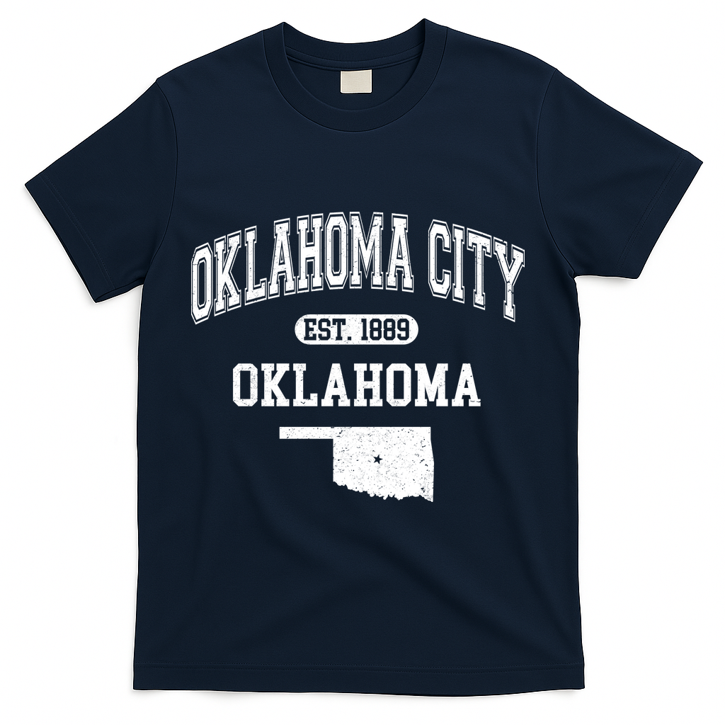 Oklahoma City Oklahoma Est 1889 Varsity T-Shirt - Navy
