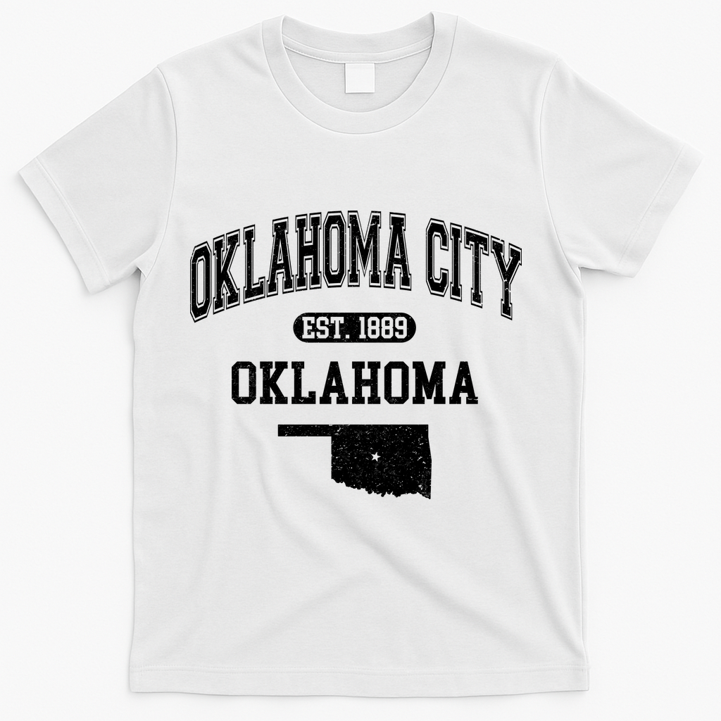 Oklahoma City Oklahoma Est 1889 Varsity T-Shirt - White