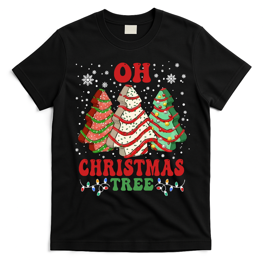 Oh Christmas Tree Cakes Debbie Funny Christmas T-Shirt - Black