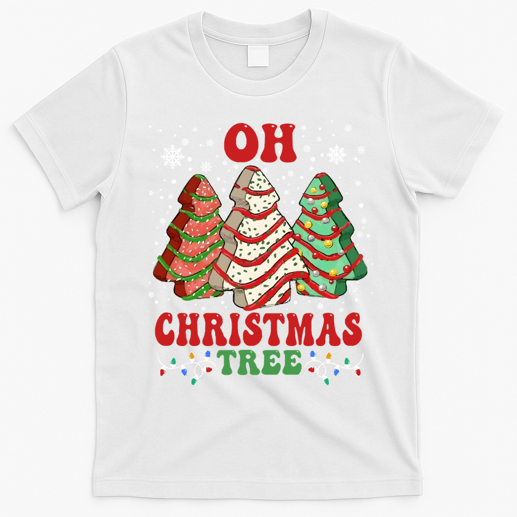 Oh Christmas Tree Cakes Debbie Funny Christmas T-Shirt - White