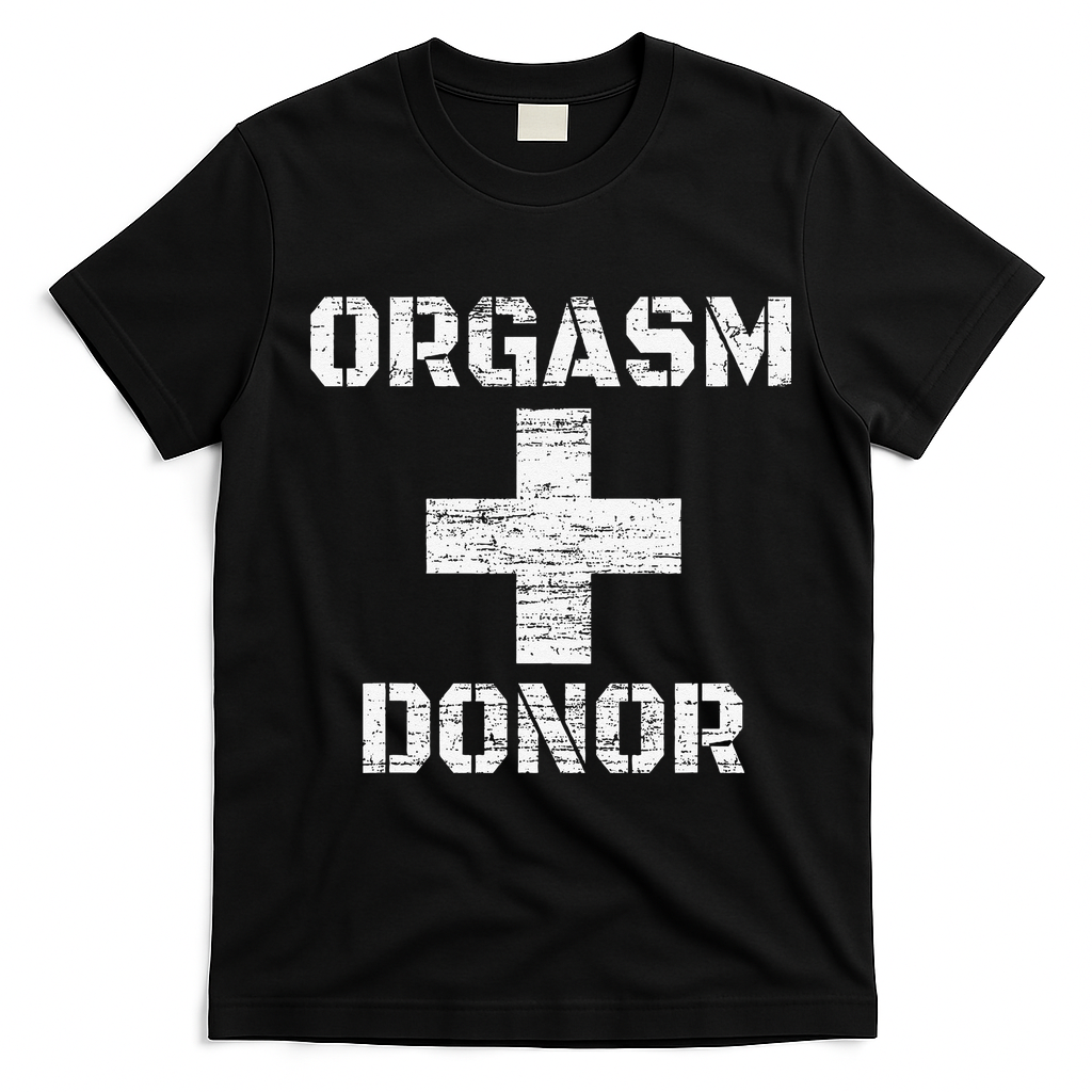 Orgasm Donor Funny Halloween Party Outfit Costume Simple T-Shirt - Black