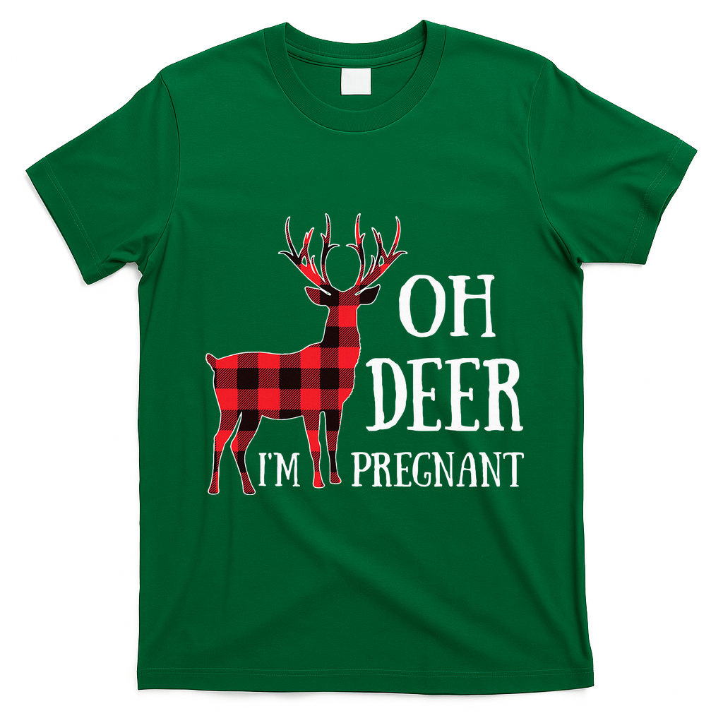 Oh Deer IM Pregnant Xmas Pregnancy Announcement T-Shirt - Irish Green