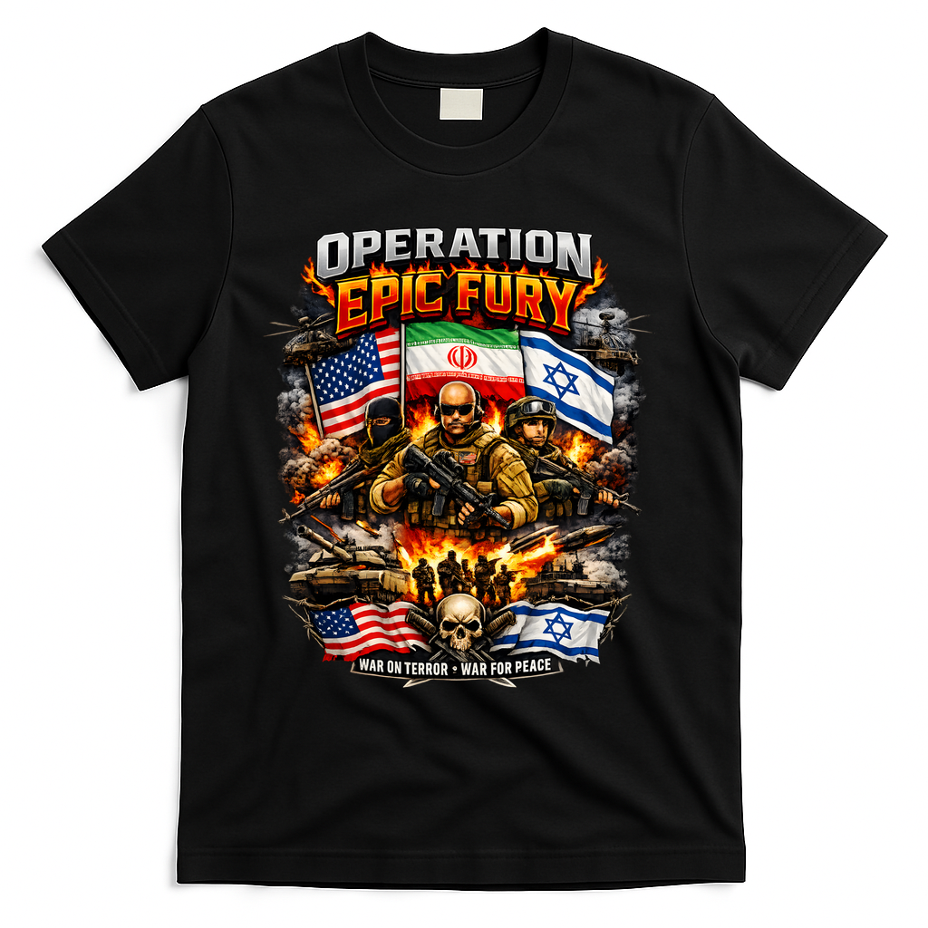 Operation Epic Fury America Iran Israel Fight For Peace T-Shirt - Black