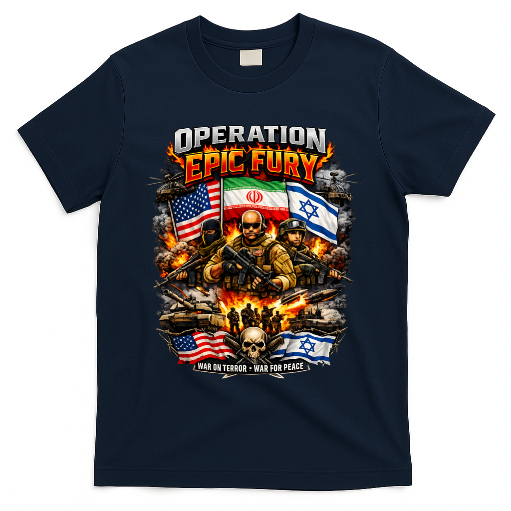Operation Epic Fury America Iran Israel Fight For Peace T-Shirt - Navy