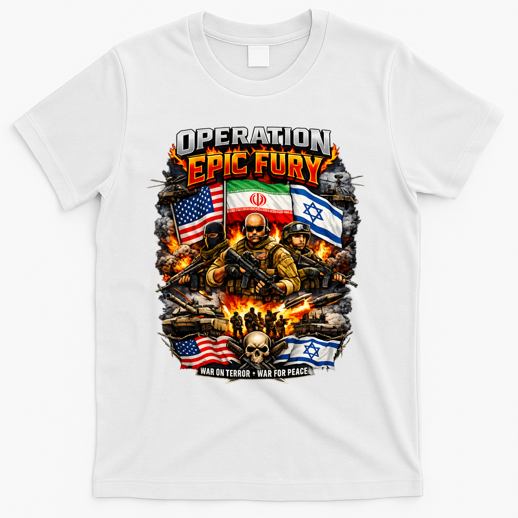 Operation Epic Fury America Iran Israel Fight For Peace T-Shirt - White