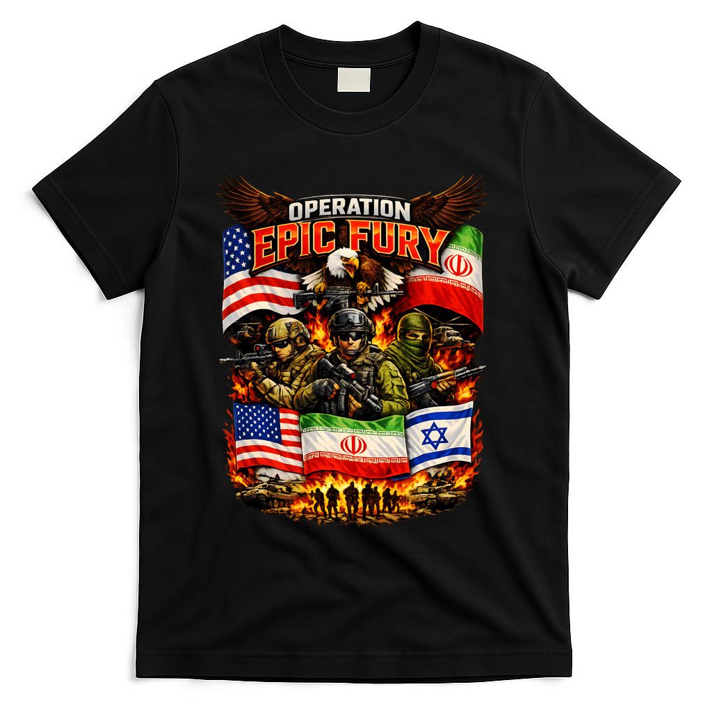 Operation Epic Fury America Iran And Israel T-Shirt - Black