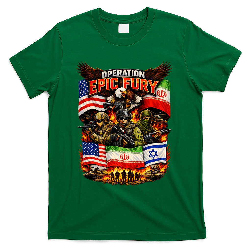 Operation Epic Fury America Iran And Israel T-Shirt - Green