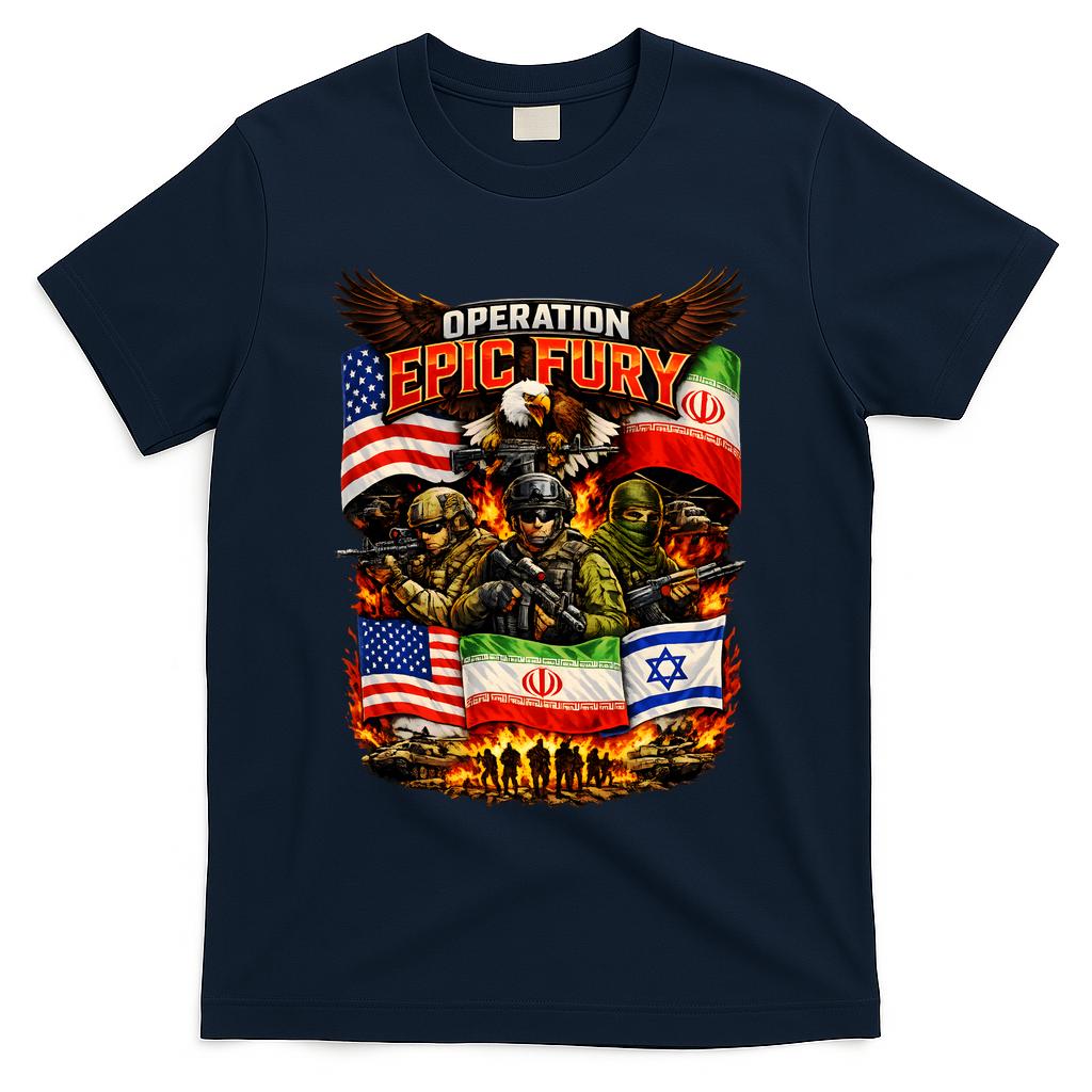 Operation Epic Fury America Iran And Israel T-Shirt - Navy