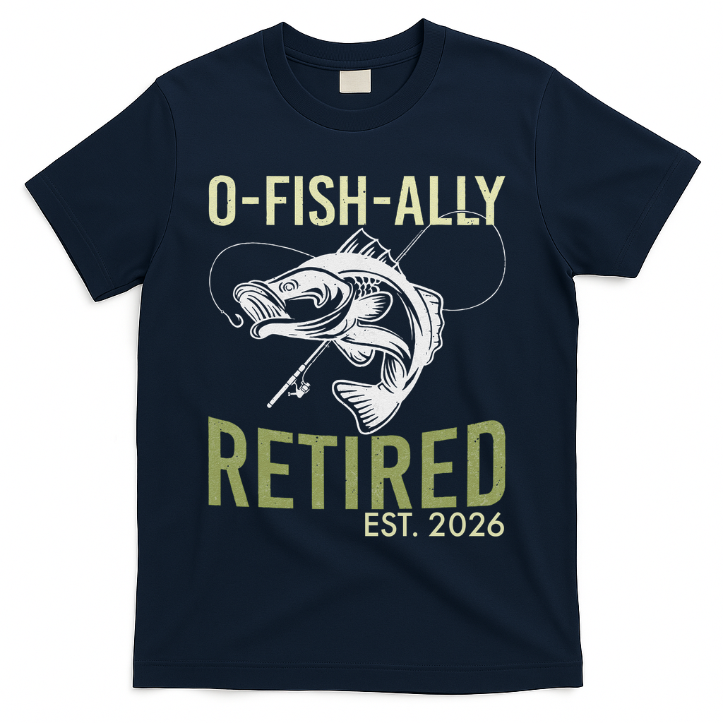 O Fish Ally Retired EST 2026 Fishing T-Shirt - Navy