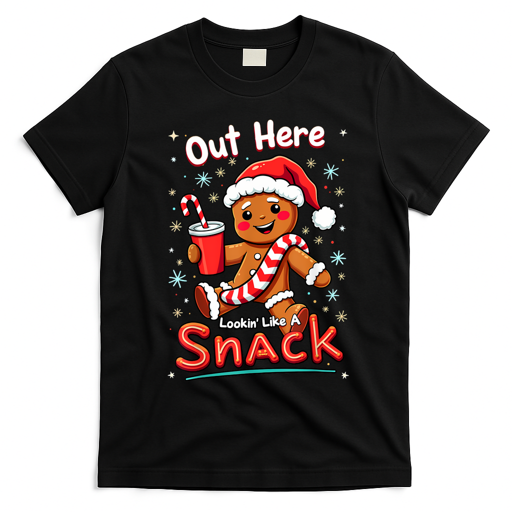 Out Here Looking Like A Snack Christmas Funny Boujee Xmas T-Shirt - Black