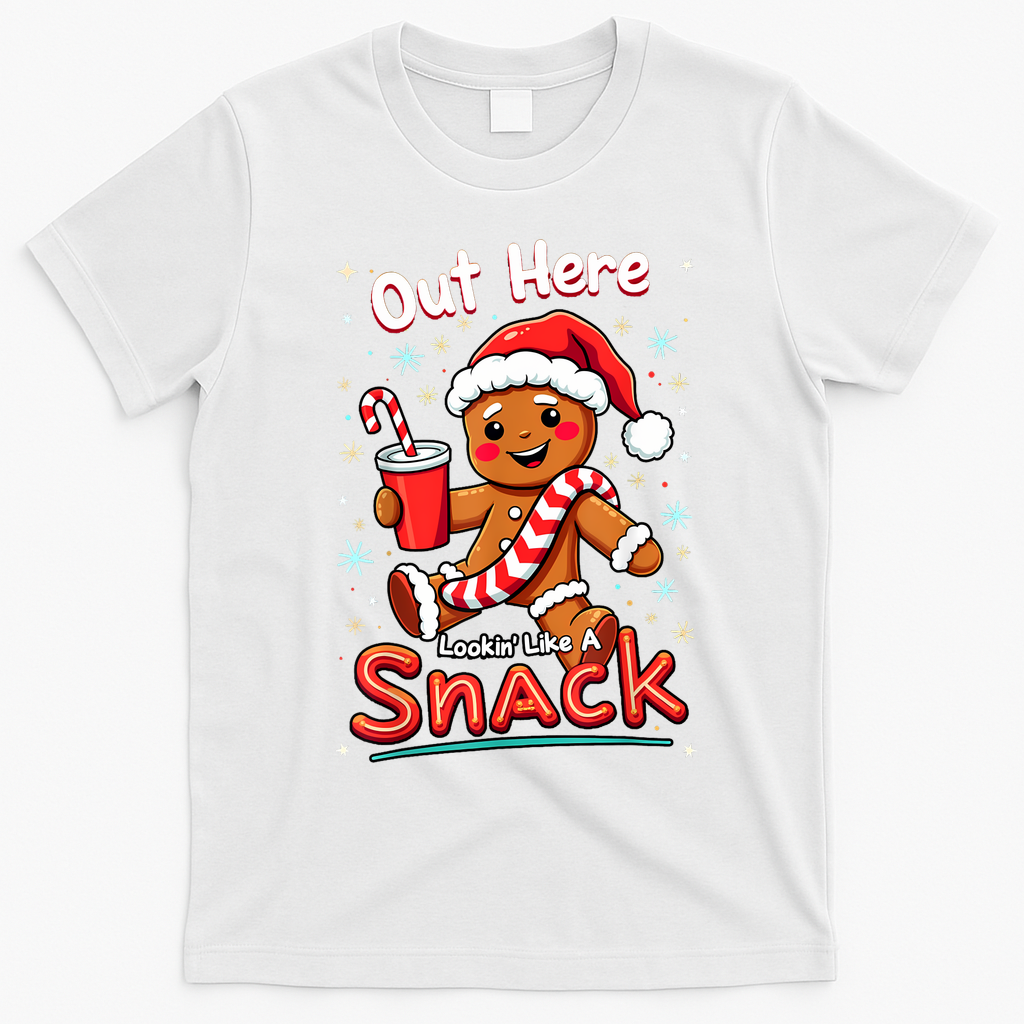 Out Here Looking Like A Snack Christmas Funny Boujee Xmas T-Shirt - White