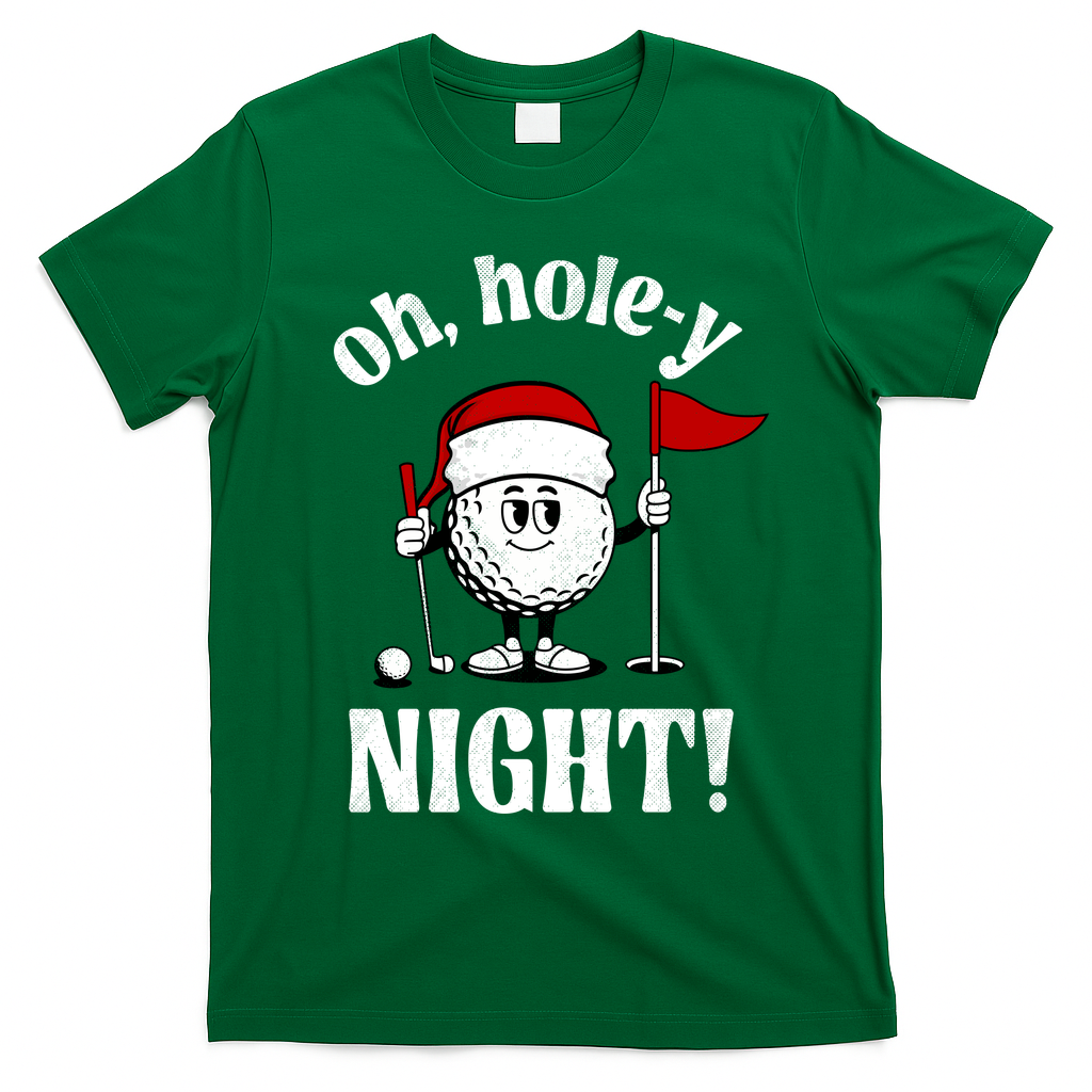 Oh Holey Night Golf Funny Christmas T-Shirt - Irish Green