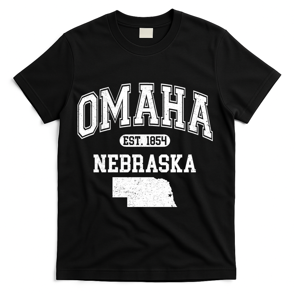 Omaha Nebraska Est 1854 Varsity T-Shirt - Black