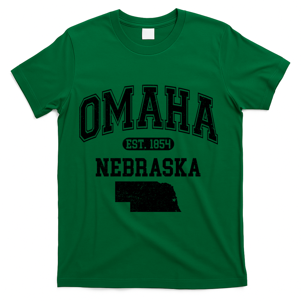 Omaha Nebraska Est 1854 Varsity T-Shirt - Green
