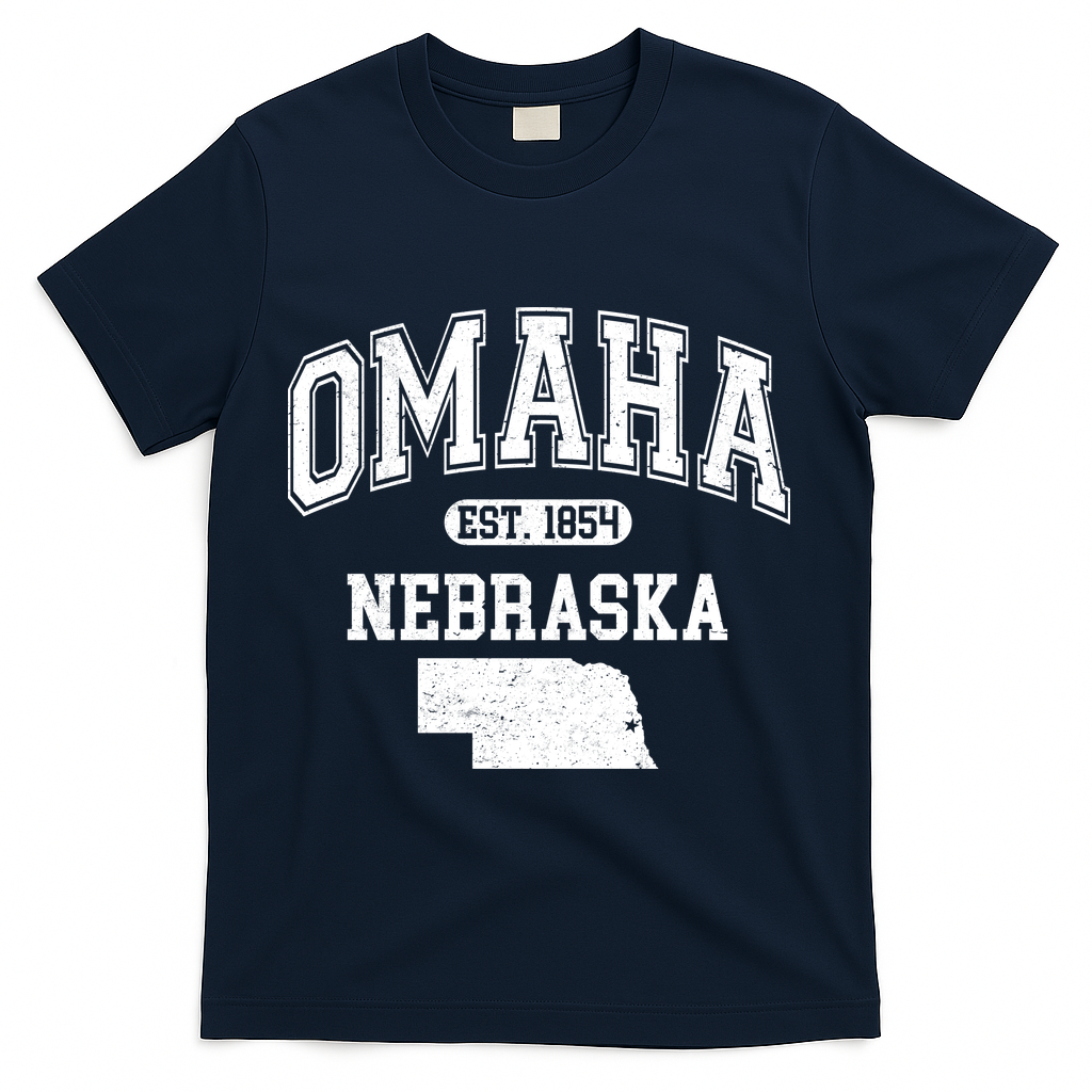 Omaha Nebraska Est 1854 Varsity T-Shirt - Navy