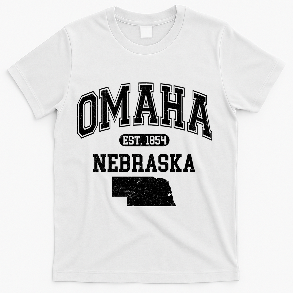 Omaha Nebraska Est 1854 Varsity T-Shirt - White