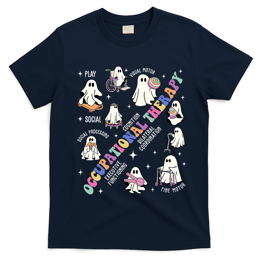 Ot Occupational Therapy Therapist Halloween Spooky T-Shirt - Navy Blue