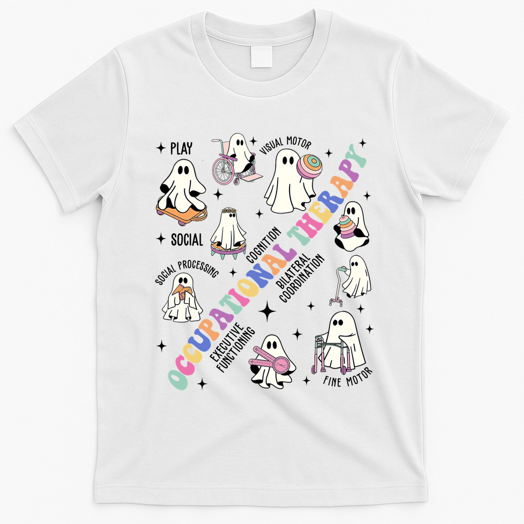 Ot Occupational Therapy Therapist Halloween Spooky T-Shirt - White