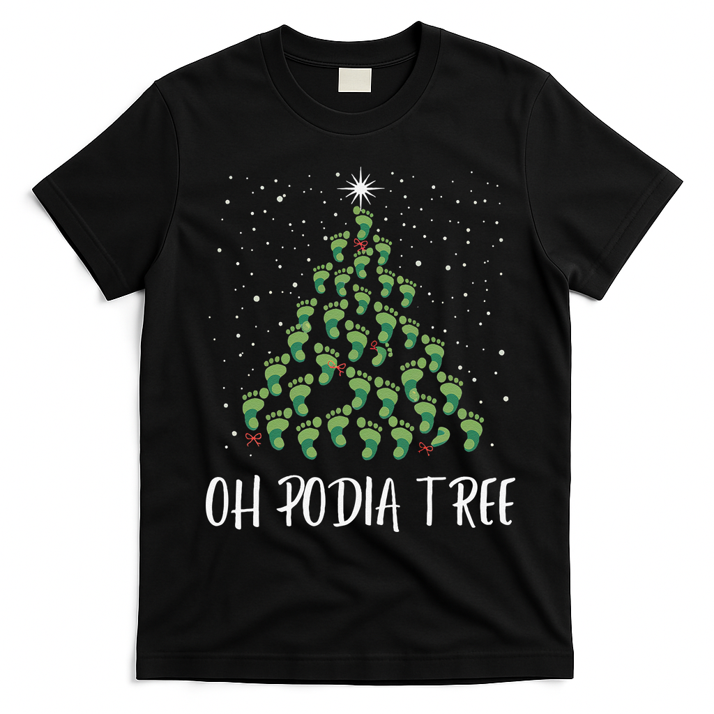 Oh Podiatree Funny Tree Foot Christmas Staff Squad Xmas Tree T-Shirt - Black