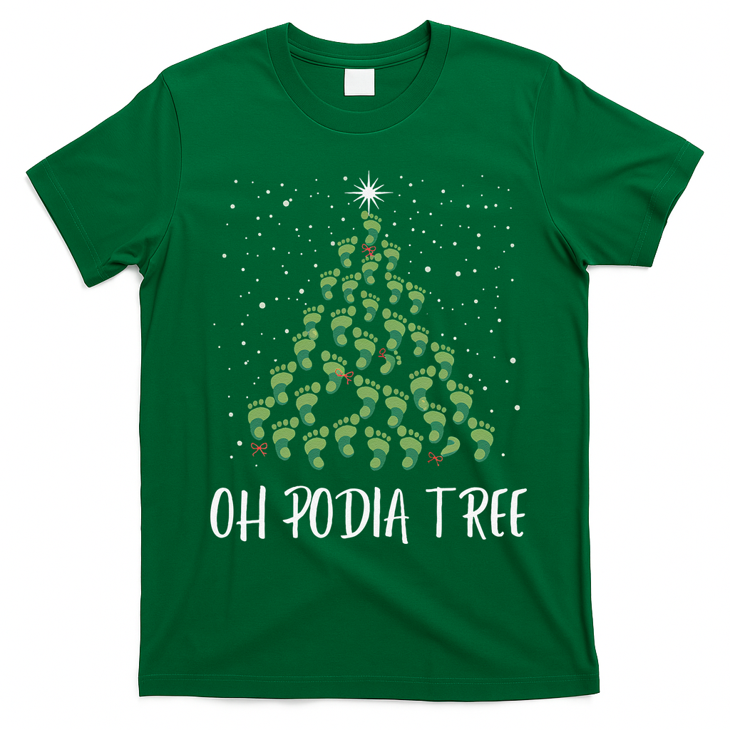 Oh Podiatree Funny Tree Foot Christmas Staff Squad Xmas Tree T-Shirt - Irish Green