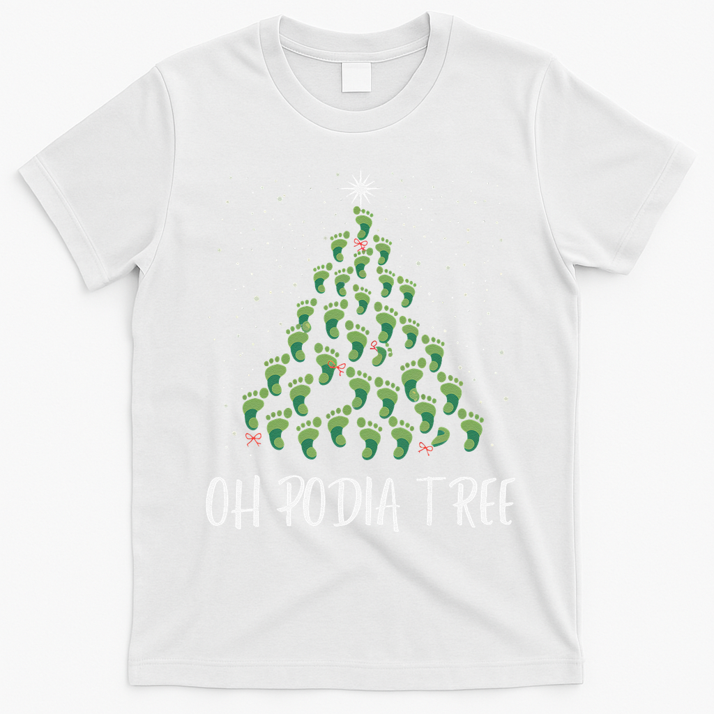 Oh Podiatree Funny Tree Foot Christmas Staff Squad Xmas Tree T-Shirt - White